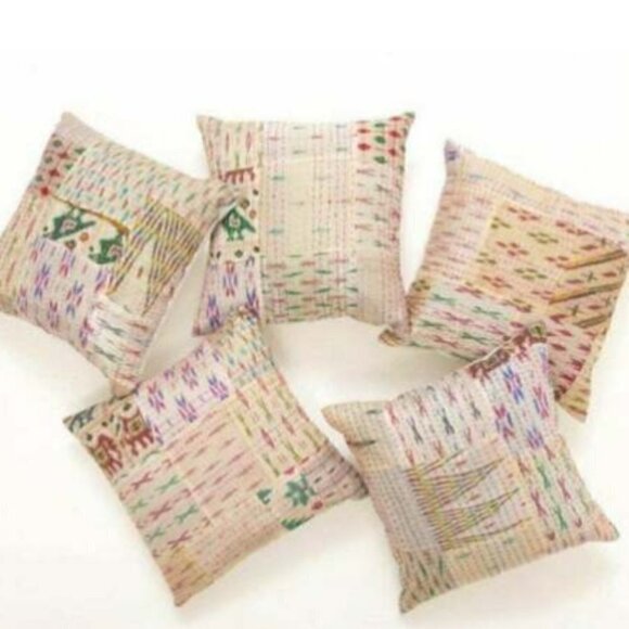 NEWHANDMADE Vintage/Kantha/Quilt,Silk Patchwork/Throw/Baby Blanket/2Throw Pillow - Picture 2 of 7